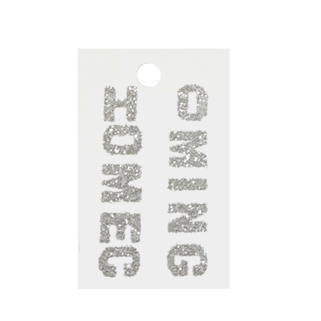 Pegable .5" Glitter Stickers - Mini "HOMECOMING" - Silver