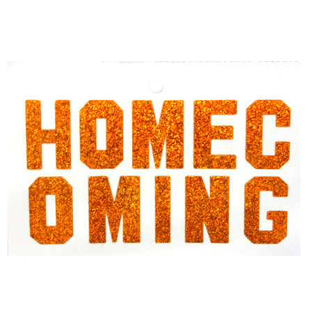 Pegable 1.5" Glitter Stickers -"HOMECOMING" - Orange