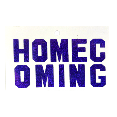 Pegable 1.5" Glitter Stickers -"HOMECOMING" - Purple