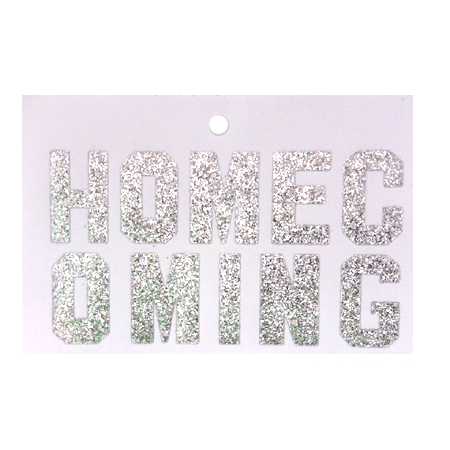 Pegable 1.5" Glitter Stickers -"HOMECOMING" - Silver