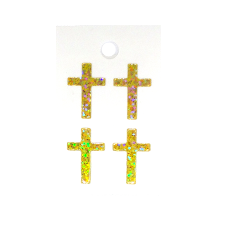 Pegable Cross Sticker - Holographic Gold - 4 per sheet