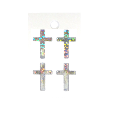 Pegable Cross Sticker - Holographic Silver - 4 per sheet