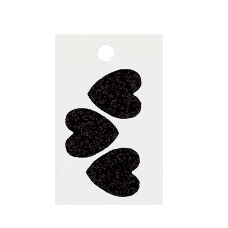 Pegable  Heart Glitter Stickers - Black - 3 pcs. per sheet