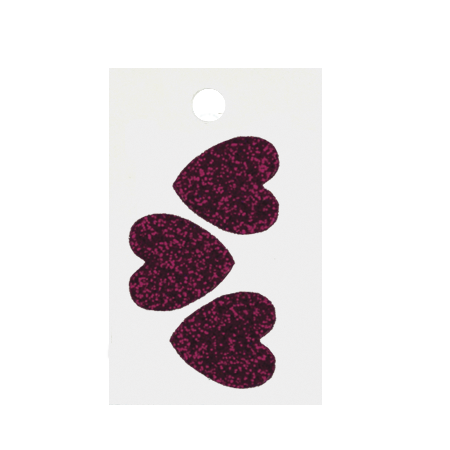 Pegable  Heart Glitter Stickers - Burgundy - 3 pcs. per sheet