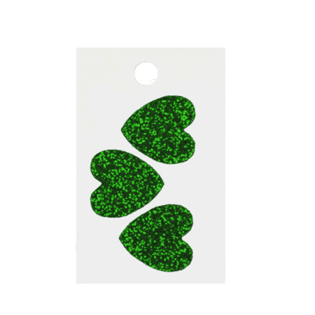 Pegable  Heart Glitter Stickers - Emerald - 3 pcs. per sheet