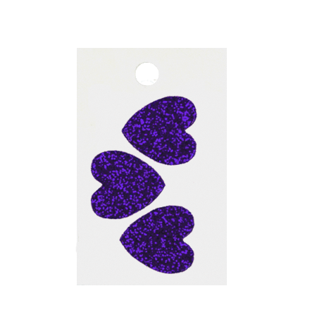 Pegable  Heart Glitter Stickers - Purple - 3 pcs. per sheet