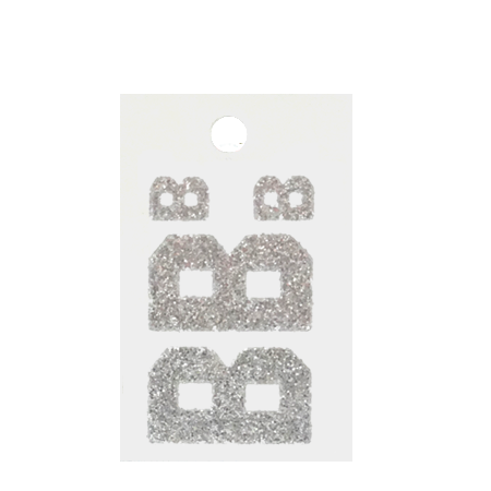 Pegable Glitter Stickers - B - Silver - 4 pcs. per sheet