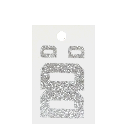 Pegable Glitter Stickers - D - Silver - 4 pcs. per sheet