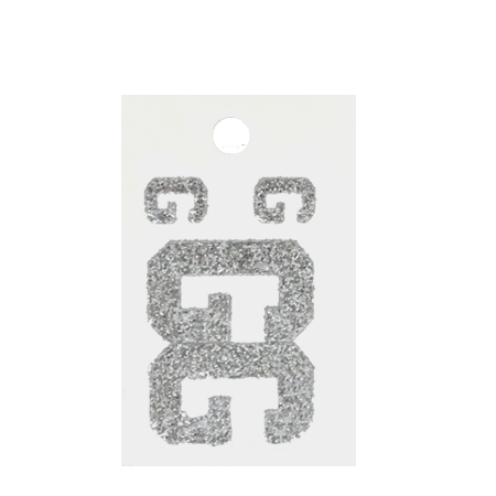 Pegable Glitter Stickers - G - Silver - 4 pcs. per sheet