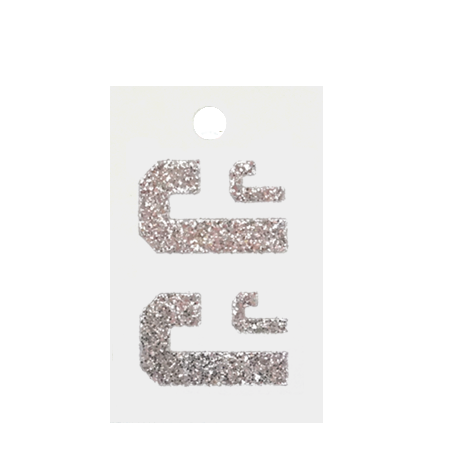 Pegable Glitter Stickers - J - Silver - 4 pcs. per sheet
