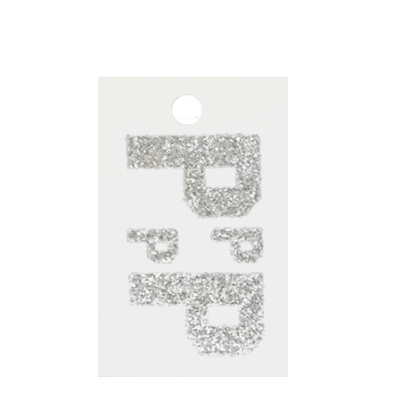 Pegable Glitter Stickers - P - Silver - 4 pcs. per sheet