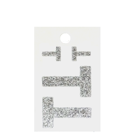 Pegable Glitter Stickers - T - Silver - 4 pcs. per sheet