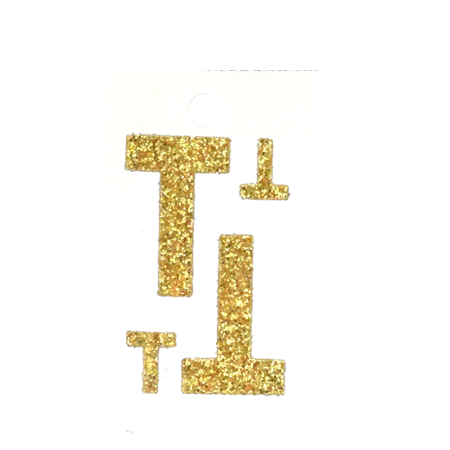Pegable Glitter Stickers - T - Soft Gold - 4 pcs. per sheet