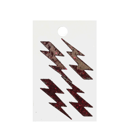 Pegable Lightning Bolt Glitter Stickers - Burgundy - 4 pcs. per sheet