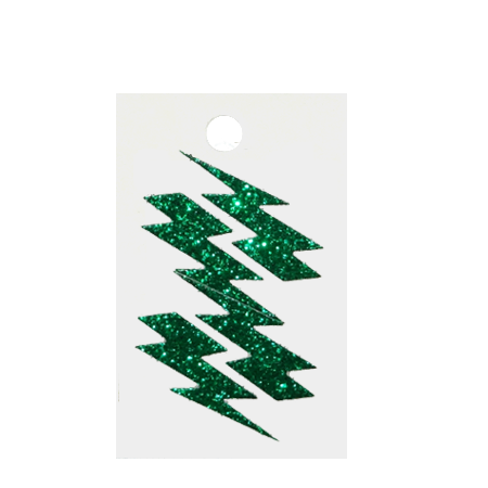 Pegable Lightning Bolt Glitter Stickers - Emerald - 4 pcs. per sheet