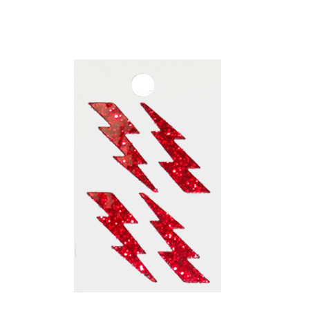 Pegable Lightning Bolt Glitter Stickers - Red - 4 pcs. per sheet