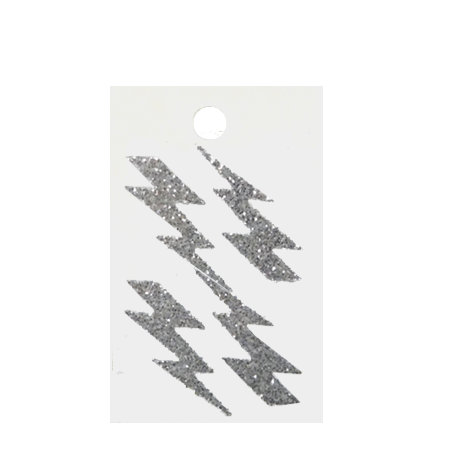 Pegable Lightning Bolt Glitter Stickers - Silver - 4 pcs. per sheet