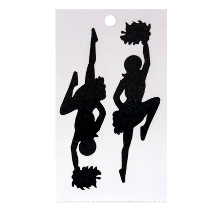 Pegable Cheerleader Glitter Stickers - Black - 2 pcs. per sheet