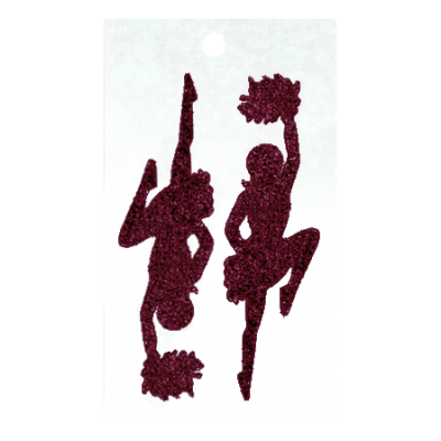 Pegable Cheerleader Glitter Stickers - Burgundy - 2 pcs. per sheet