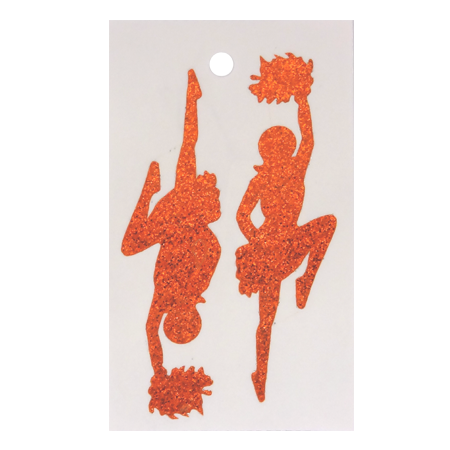 Pegable Cheerleader Glitter Stickers - Orange - 2 pcs. per sheet