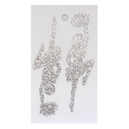 Pegable Cheerleader Glitter Stickers - Silver - 2 pcs. per sheet