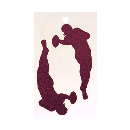 Pegable Football Player Glitter Stickers - Burgundy - 2 pcs. per sheet