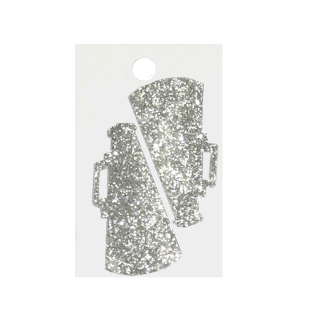 Pegable Megaphone Glitter Stickers - Silver - 2 pcs. per sheet