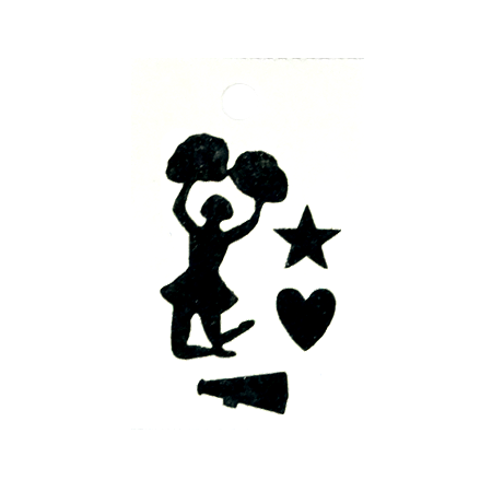 Pegable Mini Cheerleader Asst. Glitter Stickers - Black - 3 pcs. per sheet