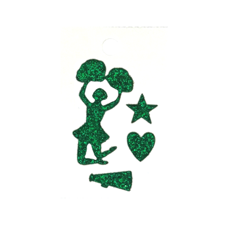 Pegable Mini Cheerleader Asst. Glitter Stickers - Emerald - 3 pcs. per sheet