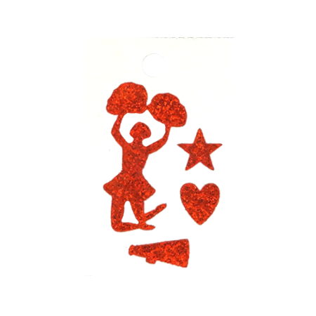 Pegable Mini Cheerleader Asst. Glitter Stickers - Orange - 3 pcs. per sheet