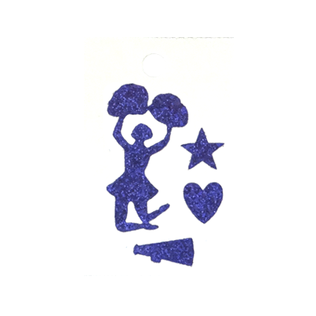 Pegable Mini Cheerleader Asst. Glitter Stickers - Purple - 3 pcs. per sheet