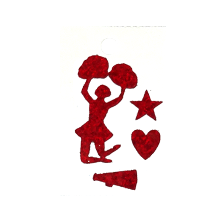 Pegable Mini Cheerleader Asst. Glitter Stickers - Red - 3 pcs. per sheet