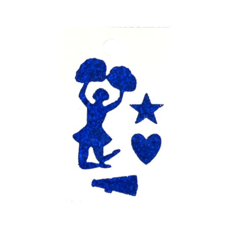 Pegable Mini Cheerleader Asst. Glitter Stickers - Royal - 3 pcs. per sheet
