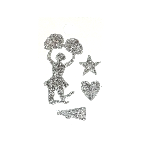 Pegable Mini Cheerleader Asst. Glitter Stickers - Silver - 3 pcs. per sheet