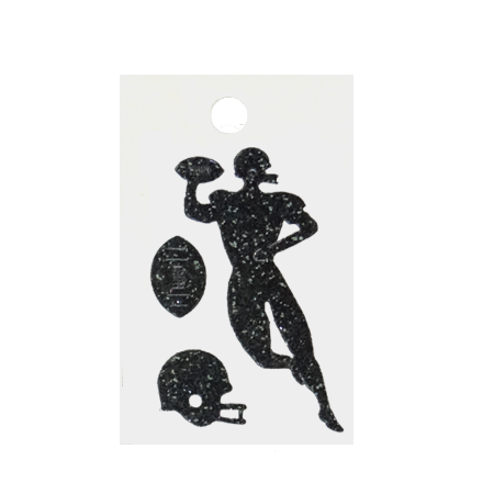 Pegable Mini Football Player Asst. Glitter Stickers - Black - 3 pcs. per sheet