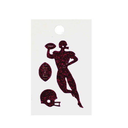 Pegable Mini Football Player Asst. Glitter Stickers - Burgundy - 3 pcs. per sheet