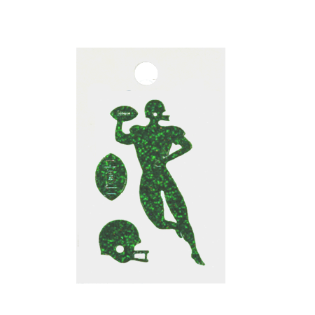 Pegable Mini Football Player Asst. Glitter Stickers - Emerald - 3 pcs. per sheet