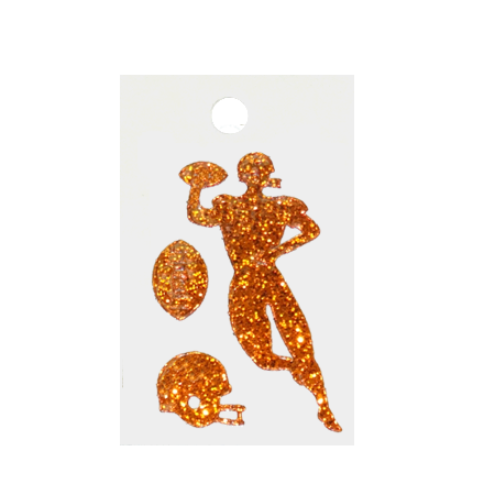 Pegable Mini Football Player Asst. Glitter Stickers - Orange - 3 pcs. per sheet