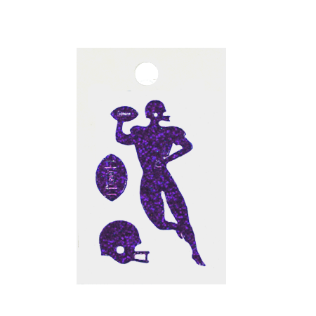 Pegable Mini Football Player Asst. Glitter Stickers - Purple - 3 pcs. per sheet