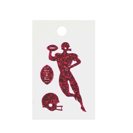 Pegable Mini Football Player Asst. Glitter Stickers - Red - 3 pcs. per sheet