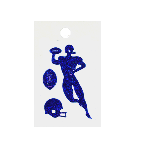 Pegable Mini Football Player Asst. Glitter Stickers - Royal - 3 pcs. per sheet