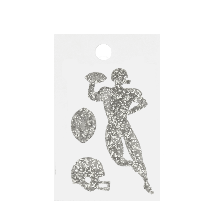 Pegable Mini Football Player Asst. Glitter Stickers - Silver - 3 pcs. per sheet