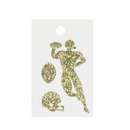 Pegable Mini Football Player Asst. Glitter Stickers - Soft Gold - 3 pcs. per sheet