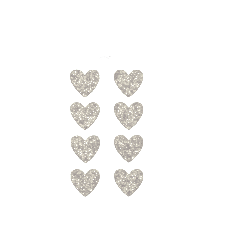 Pegable Mini Heart Glitter Stickers - Silver - 8 pcs. per sheet