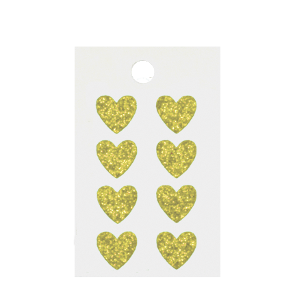 Pegable Mini Heart Glitter Stickers - Soft Gold - 8 pcs. per sheet