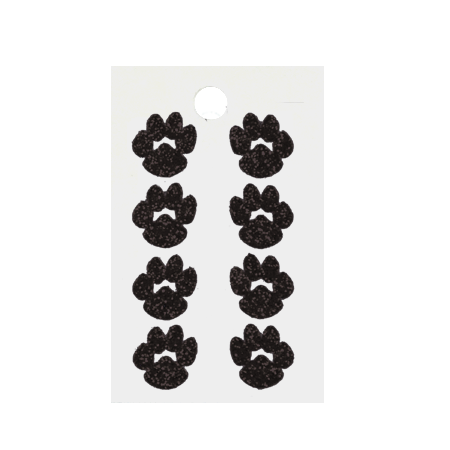 Pegable Mini Paw Glitter Stickers - Black - 8 pcs. per sheet