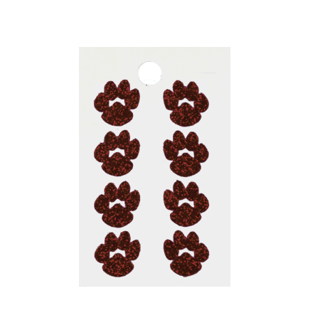 Pegable Mini Paw Glitter Stickers - Burgundy - 8 pcs. per sheet