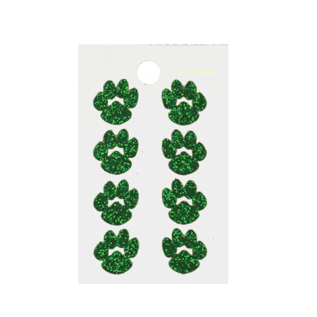 Pegable Mini Paw Glitter Stickers - Emerald - 8 pcs. per sheet