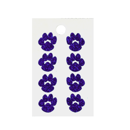 Pegable Mini Paw Glitter Stickers - Purple - 8 pcs. per sheet