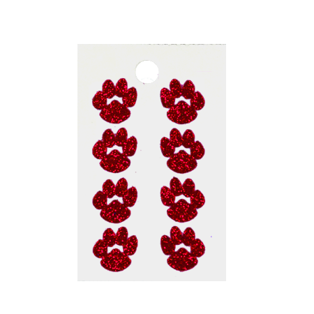 Pegable Mini Paw Glitter Stickers - Red - 8 pcs. per sheet